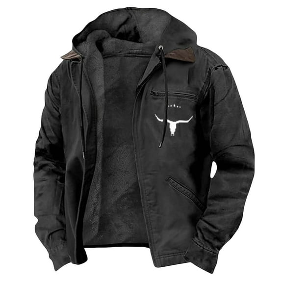 OGLCCG Men's Winter Coats Winder Resistant Warm Fleece Lined Hooded Jacket With Multi-Pockets Casual Full Zip Long Sleeve Warm Coats