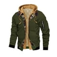 thumbnail image 1 of OGLCCG Men's Winter Hooded Active Jacket Warm Full Zip Quilted Lined Long Sleeve Plaid Shirts Jackets Outdoor Thermal Workwear Coats with Pockets,S,Army Green, 1 of 5