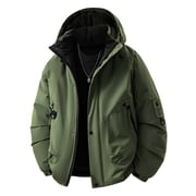 Men's Winter Padded Jacket Full Zip Thick Thermal Warm Hooded Snow Coat with Pockets Outdoor Waterproof Work Cargo Jackets for Men