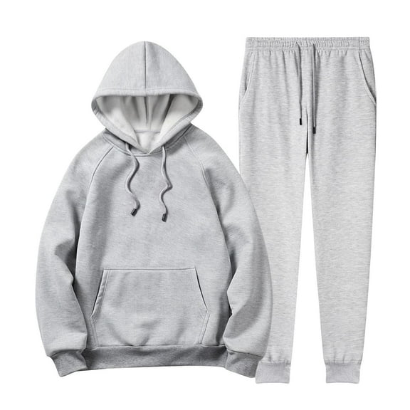OGLCCG Men's Winter Sweatsuit Sets Thermal Fleece Lined Long Sleeve Drawstring Hoodie and Wide Leg Jogger Set Outdoor Jogging Men Tracksuits
