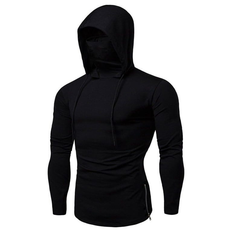 OGLCCG Men's Workout Hoodies with Face Mask Quick Dry Muscle Fit