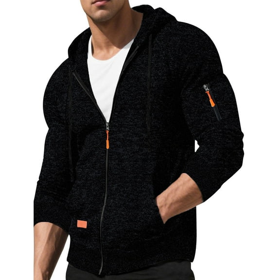 OGLCCG Men's Zip Up Hoodie Lightweight Long Sleeve Basic Slim Fit Athletic SweatShirt with Pockets Casual Workout Gym Hooded Sweatshirt,XL,Black