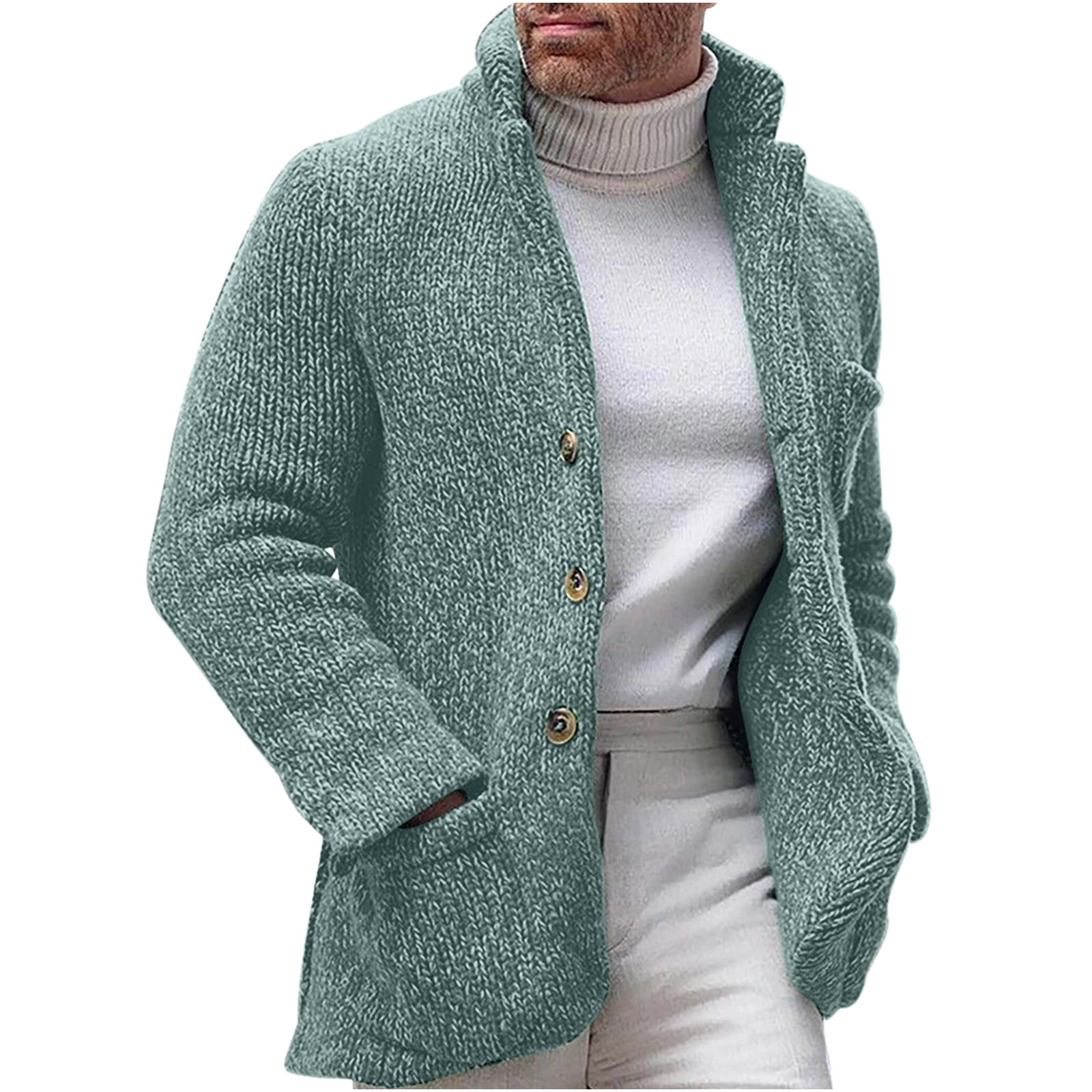 OGLCCG Mens Big&Tall Cardigan Sweaters Winter Warm Long Sleeve Button