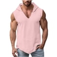 thumbnail image 1 of OGLCCG Mens Cotton Linen Sleeveless Hoodies Cut Off Muscle Workout Hooded Tank Tops Loose Fit Hip Hop Longline T Shirts with Raw Hem,M,Pink, 1 of 6