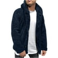 thumbnail image 1 of OGLCCG Mens Fuzzy Sherpa Jacket Hoodie Fluffy Fleece Open Front Cardigan Button Down Soft Coat Fall Winter Warm Plush Outwear Cardigan Coat, 1 of 5
