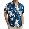 thumbnail image 1 of OGLCCG Mens Hawaiian Shirt Lapel Collar Short Sleeve Floral Printed Button Down Shirts Outdoor Tropical Summer Beach Shirts S-3XL, 1 of 5