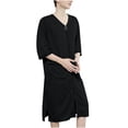 thumbnail image 1 of OGLCCG Mens House Coat Robes Lightweight Zipper Short Sleeve Summer Bathrobes Solid Color Soft Comfy V Neck Sleepwear with Pockets, 1 of 8