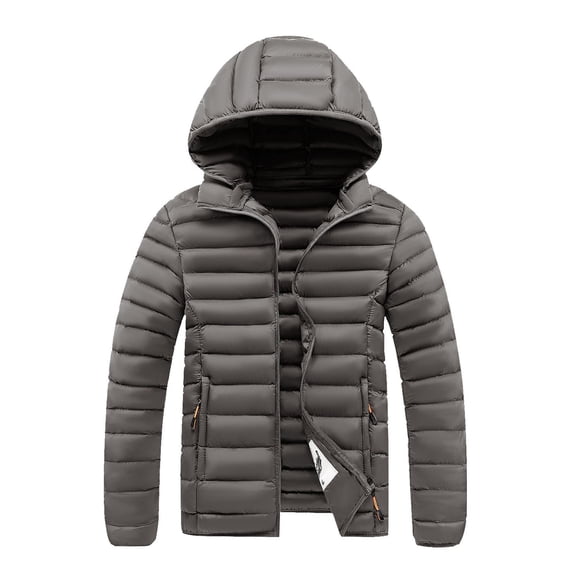 OGLCCG Mens Lightweight Puffer Jackets With Hood Casual Quilted Winter Coat Full Zip Long Sleeve Windproof Insulated Down Jacket with Pockets,XL,Khaki