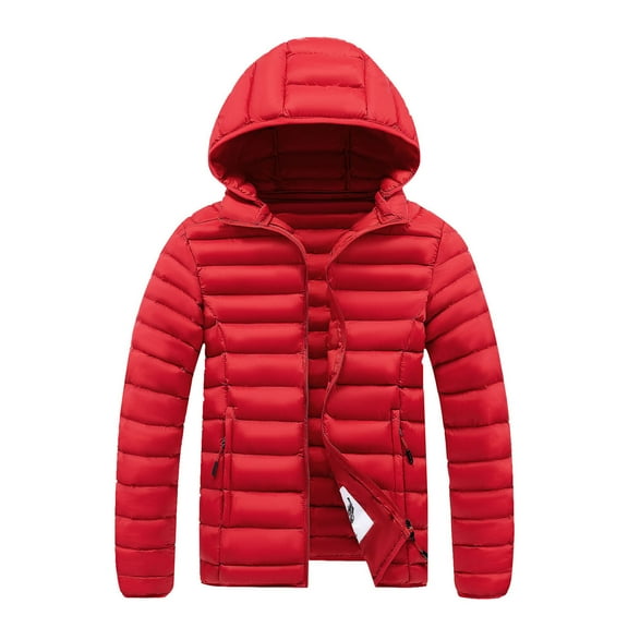OGLCCG Mens Lightweight Puffer Jackets With Hood Casual Quilted Winter Coat Full Zip Long Sleeve Windproof Insulated Down Jacket with Pockets,XXXL,Red