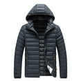 thumbnail image 1 of OGLCCG Mens Lightweight Puffer Jackets With Hood Casual Quilted Winter Coat Full Zip Long Sleeve Windproof Insulated Down Jacket with Pockets,XXXXL,Dark Gray, 1 of 5