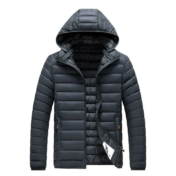 OGLCCG Mens Lightweight Puffer Jackets With Hood Casual Quilted Winter Coat Full Zip Long Sleeve Windproof Insulated Down Jacket with Pockets,XXXXXL,Dark Gray