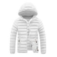 thumbnail image 1 of OGLCCG Mens Lightweight Puffer Jackets With Hood Casual Quilted Winter Coat Full Zip Long Sleeve Windproof Insulated Down Jacket with Pockets,L,White, 1 of 8