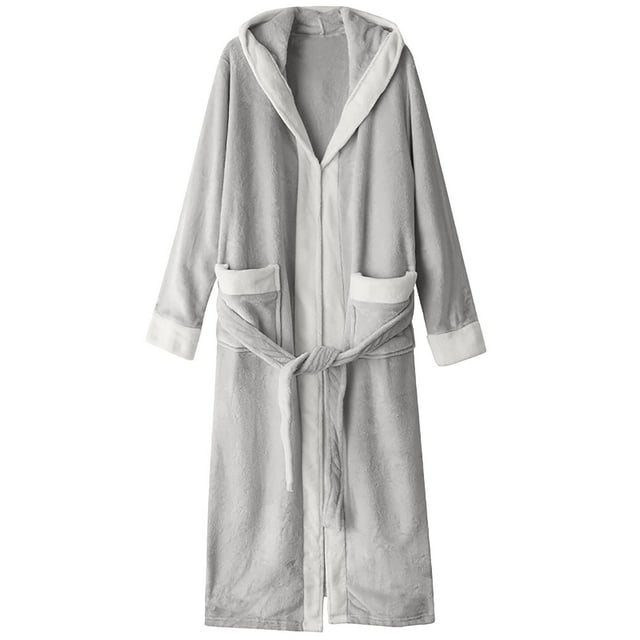 OGLCCG Mens Long Robes with Hood Full Length Hooded Bathrobe Soft Warm