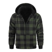 OGLCCG Mens Plaid Hoodies Long Sleeve Thick Sherpa Fleece Lined Warm Hooded Jacket Casual Winter Full Zip Thermal Coat with Pockets,L,I