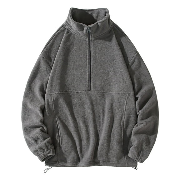 OGLCCG Mens Quarter Zip Fleece Hoodie Winter Warm Long Sleeve Stand Collar Pullover Sweatshirts with Pocket Casual Loose Fit Soft Tops