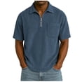 thumbnail image 1 of OGLCCG Mens Short Sleeve Shirts Casual Summer Classic Lapel Collared Golf Shirt Solid Color Breathable Vacation BeachTees Tops,XXXXL,Navy, 1 of 2