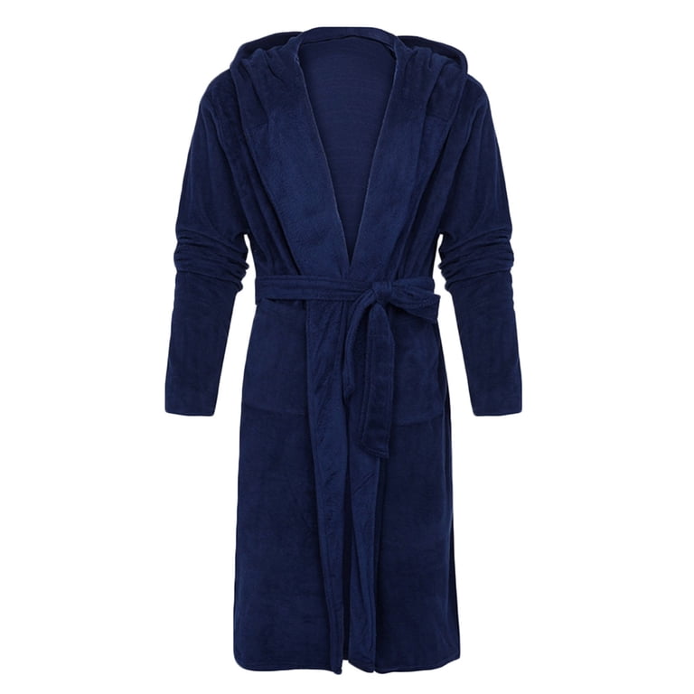 Oglccg Mens Soft Fleece Plush Robes Big and Tall with Hood Cozy Warm Flannel Bathrobe Long Robe Nightgown Sleepwear Spa Robe