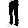thumbnail image 1 of OGLCCG Mens Stacked Jeans Ripped Distressed Destroyed Slim Fit Straight Leg Denim Pants with Pockets Trendy Y2K Skinny Jeans Trouser 6-13 Years, 1 of 4