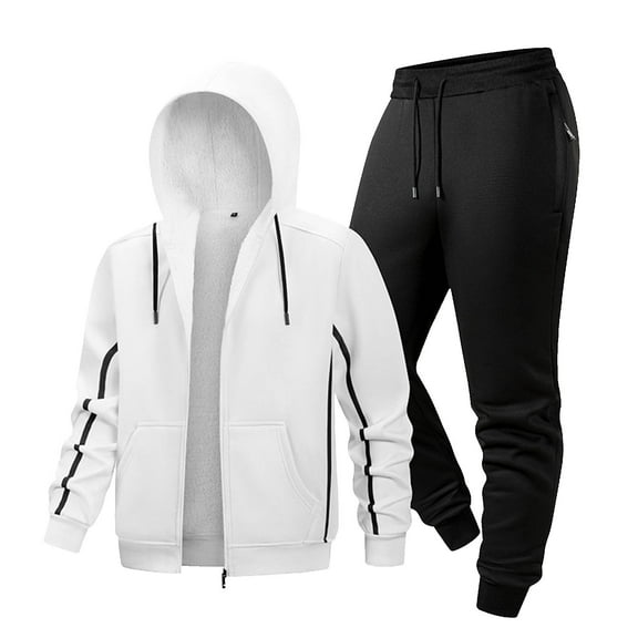 OGLCCG Mens Sweatsuit Casual Winter Warm 2 Piece Jogging Suits Sets Fleece Lined Full Zip Hoodie and Sweat Pants with Pockets