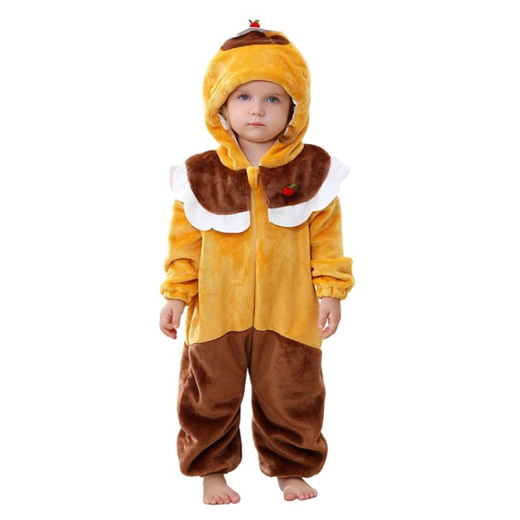OGLCCG Newborn Baby One Piece Romper Flannel Onesie Hooded Jumpsuit for Boys Girls Zipper Warm Jumpsuit Outfits,Size 0-36M