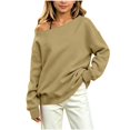 thumbnail image 1 of OGLCCG Off The Shoulder Sweatshirt Tween Girls Trendy Asymmetric Neck Hoodies Shirts Long Sleeve Pullover Tops Size 5-15(Khaki,7-8 Years), 1 of 7