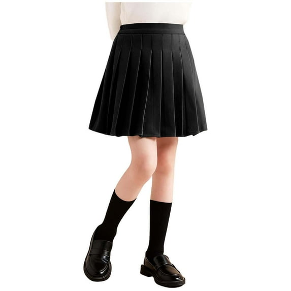 OGLCCG Pleated Skirt for Girls Summer Basic School Uniform Skirts Elastic High Waisted A-Line Mini Skorts with Built-in Shorts 3-15 Years