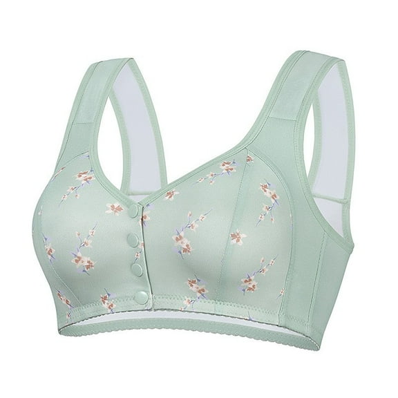 OGLCCG Plus Size Daisy Bras for Women No Underwire Front Closure Comfort Senior Wireless Snap Closing Bra Bras for Older Women