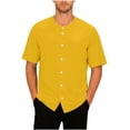 thumbnail image 1 of OGLCCG Plus Size Shirt for Men Crewneck Short Sleeve Button Down Beach Shirts Summer Lightweight Breathable Casual Loose Fit Tees Tops,XXXXXL,Yellow, 1 of 7