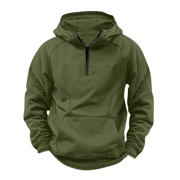 OGLCCG Quarter Zip Cargo Hoodies for Men Fleece Linen Tactical Sweatshirt Outdoor Loose Fit Workout Gym Pullover Hoodies with Pockets