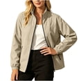 thumbnail image 1 of OGLCCG Rain Jacket for Women Waterproof Lightweight Stand Collar Windbreaker Jacket with Pockets Outdoor Softshell Jacket,Size S-XXL, 1 of 7