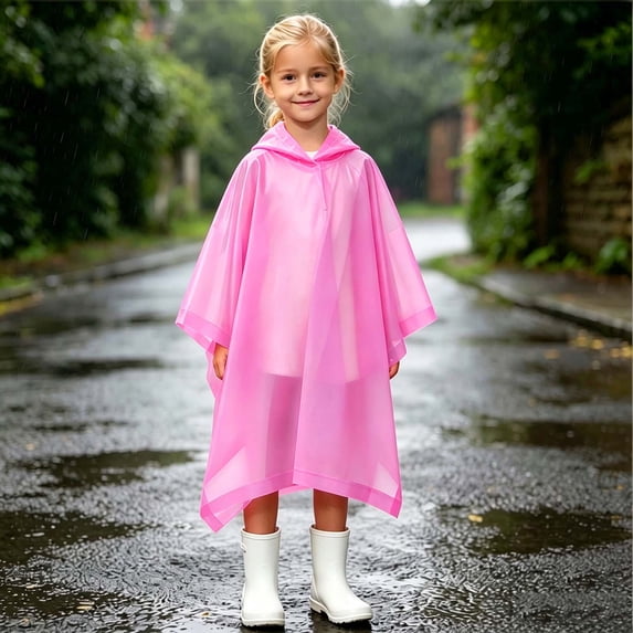 OGLCCG Rain Poncho for Kids Waterproof Reusable EVA Raincoat One Size Hooded Rain Jackets for Boys and Girls, Size 3-14