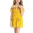 thumbnail image 1 of OGLCCG Rompers for Toddler Girl Mexican Ethnic Embroidery Floral Off Shoulder Jumpsuit With Pockets Casual Cute Short Jumpsuit Size 3-11, 1 of 7
