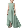 thumbnail image 1 of OGLCCG Satin Formal Dress for Girls Sleeveless A Line Quinceanera Dresses Crewneck Solid Color Flower Dresses for Wedding 5-13 Years, 1 of 3