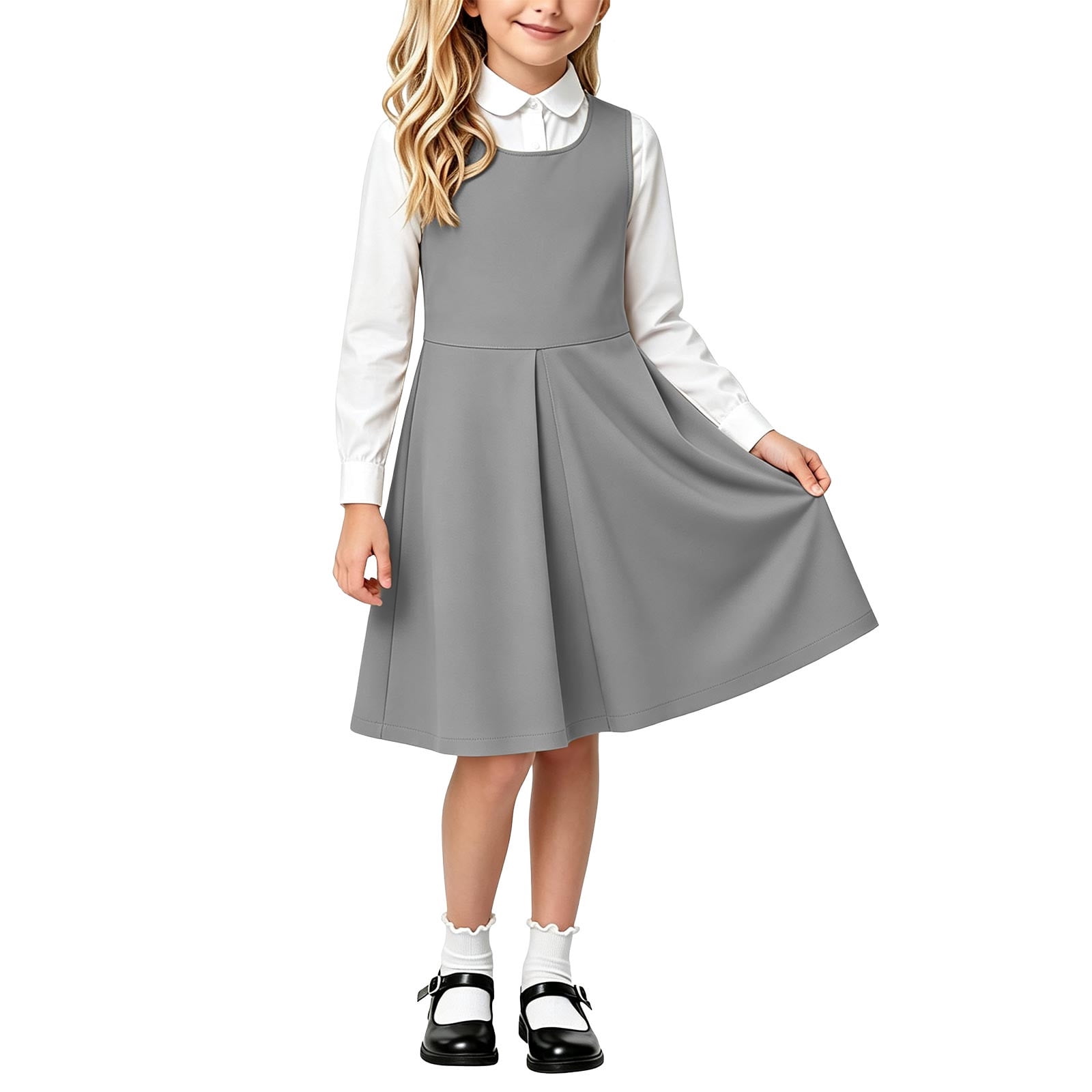 OGLCCG School Uniform Jumper Dress for Girls Kids Sleeveless A-Line ...