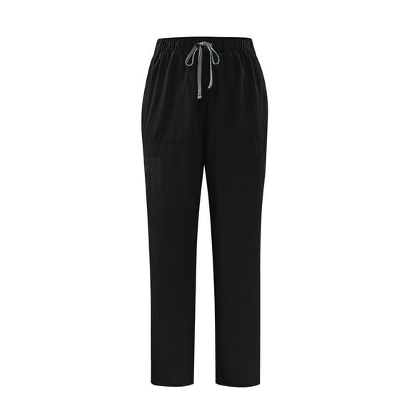 OGLCCG Scrub Pants for Men Elastic Waist Drawstring Straight Legs Jogger Pants with Pockets Solid Color Nursing Worker Pants