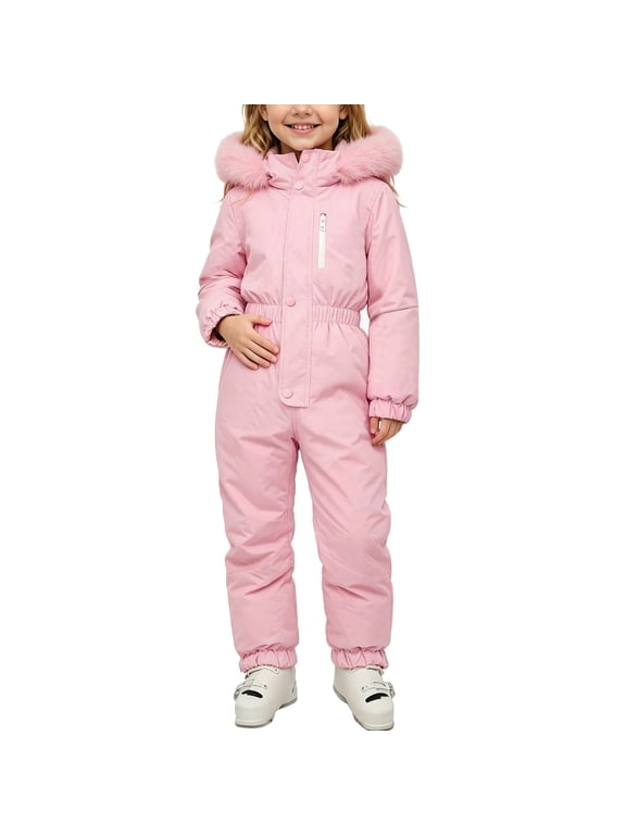 Snow Suit for Toddler Girls One Piece Snowsuit Waterproof Windproof Winter Outdoor Overalls Snowboarding Ski Suits Size 1-8