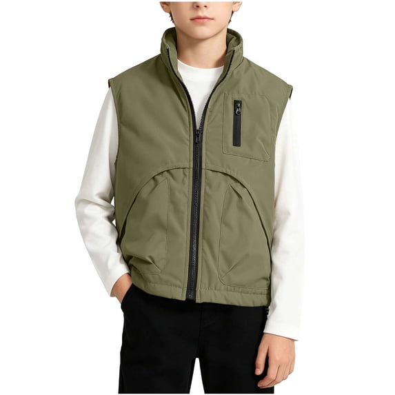 OGLCCG Softshell Vests for Boys Lightweight Windproof Sleeveless Jackets Outdoor Hiking Travel Cycling Outerwear with Pockets 3-12 Years
