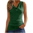 thumbnail image 1 of OGLCCG Tank Tops for Women Trendy Going Out Tunic Tops Casual Basic Sleeveless Ruched Business Shirts,S,Army Green, 1 of 8