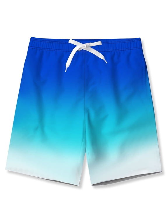 Teen Boys Swim Trunks Elastic Waist UPF 50+ Swimwear Bathing Suit for Big Boys Loose Fit Beach Swim Boards Shorts 7-14 Years