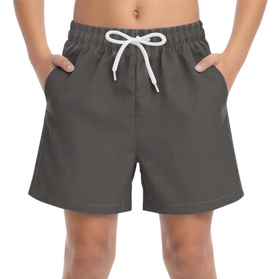 OGLCCG Teen Boys Swim Trunks Summer Swimwear Beach Shorts with Pockets for Big Boys Solid Color Casual Swim Boards Shorts 4-15 Years