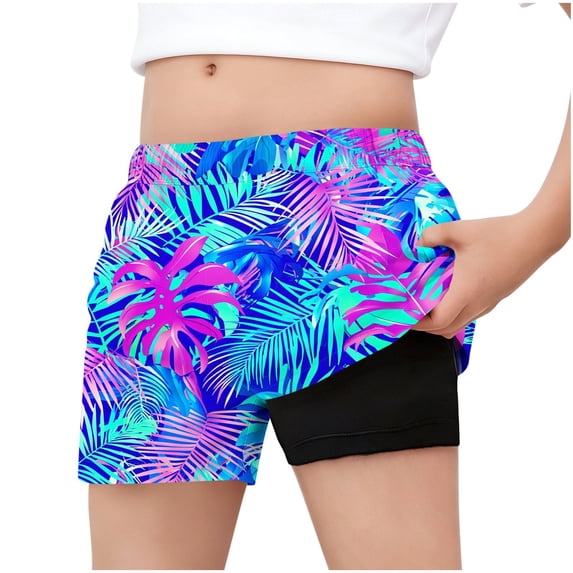 OGLCCG Teens Boys Swim Trunks with Liner Quick Dry Summer Swim Shorts Cute Printed Beach Board Shorts with Pockets 5-15 Years