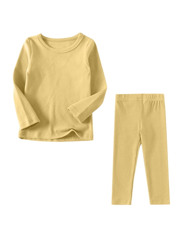 Thermal Underwear For Kids Boys Girls Winter Base Layer Long Johns Sets Solid Color Long Underwear for Cold Weather 6M-11Y