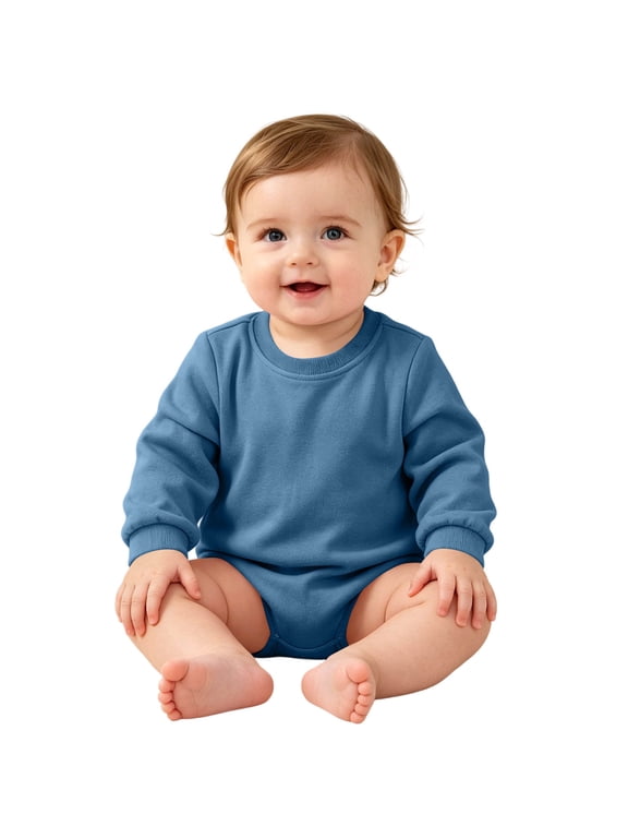 Toddler Baby Boy Girl Bubble Romper Infant Oversized Plain Long Sleeve Crewneck Sweatshirt Bodysuit Cute Bodysuit Tops 0-24M