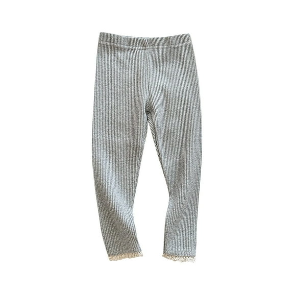 OGLCCG Toddler Baby Girls Leggings Ruffle Ribbed Knit Footless Lace Trim Tights Fall Winter Warm Soft Bottom Pants 6M-10Y