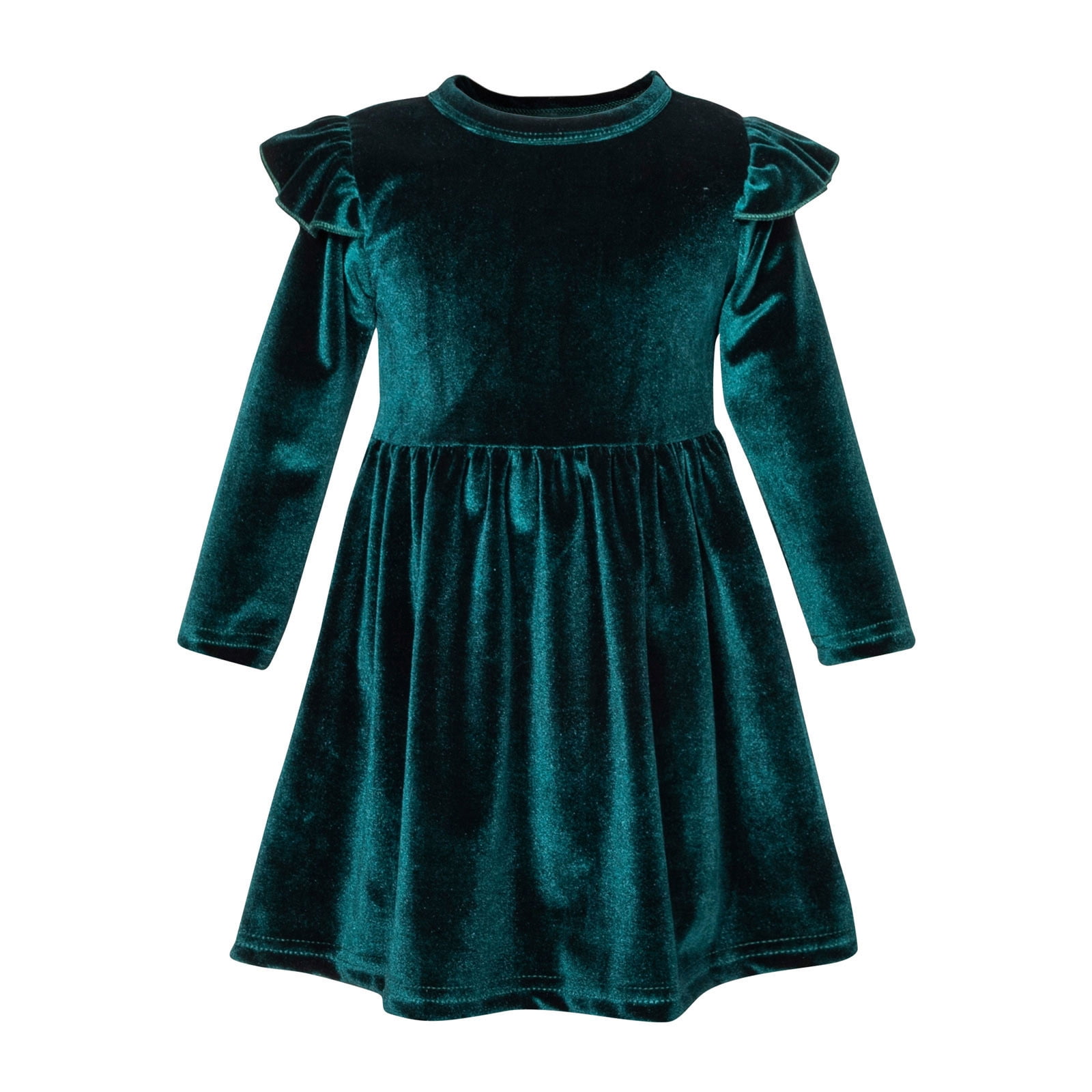 OGLCCG Toddler Baby Girls Velvet Dress Ruffle Long Sleeve Aline Casual