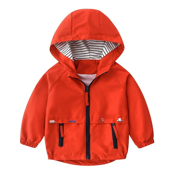 OGLCCG Toddler Boy's Full Zip Jacket Lightweight Long Sleeve Waterproof Hooded Windbreakers Casual Waterproof Rain Jacket with Pockets 1-8 Years