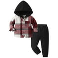 thumbnail image 1 of OGLCCG Toddler Boys Clothing Sets Kids Cotton Plaid Hooded Shirts and Sweatpants for Fall Winter 2 Pieces Boys Clothes Outfits 6M-10Y, 1 of 3