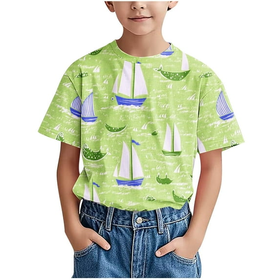 OGLCCG Toddler Boys' Short Sleeve Shirts Fashion Shark Printed Crewneck T-Shirts Top Summer Casual Soft Basic Tees 18M-10 Years