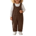 thumbnail image 1 of OGLCCG Toddler Corduroy Overalls, Sleeveless Adjustable Button Strap Jumpsuit with Big Front Pocket for Baby Boys Girls(Brown,2-3 Years), 1 of 5