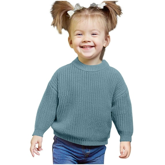 OGLCCG Toddler Girls Boys Knit Sweater Long Sleeve Warm Chunky Sweater Fall Winter Soft Cozy Kids Pullover Crewneck Tops 3M-8Y